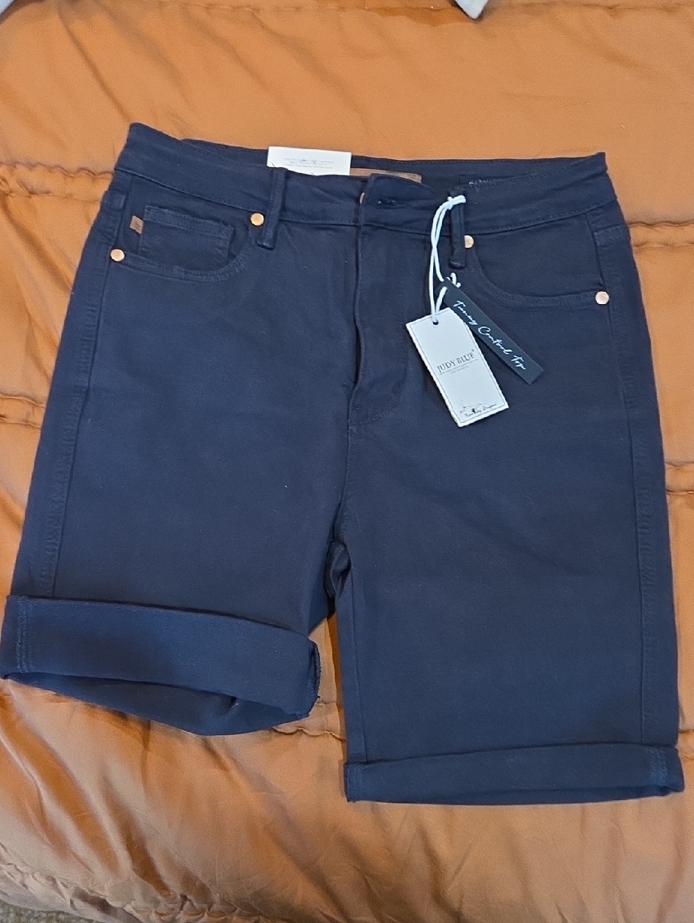Judy Blue Black Denim  Roll-Cuff Shorts